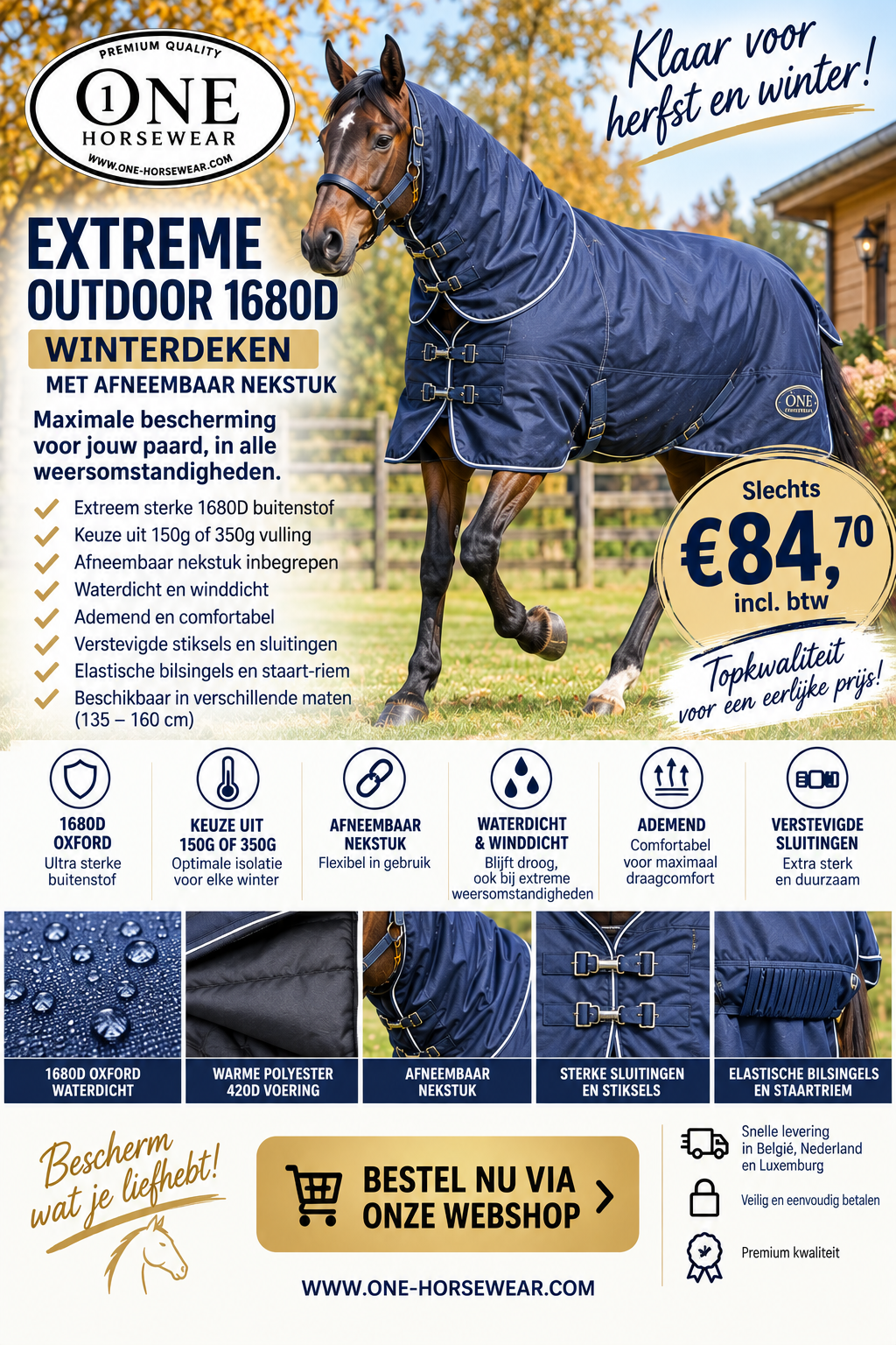 WINTERDEKEN EXTREEM OUTDOOR 1680D KOMPLEET MET AFNEEMBAAR NEKSTUK